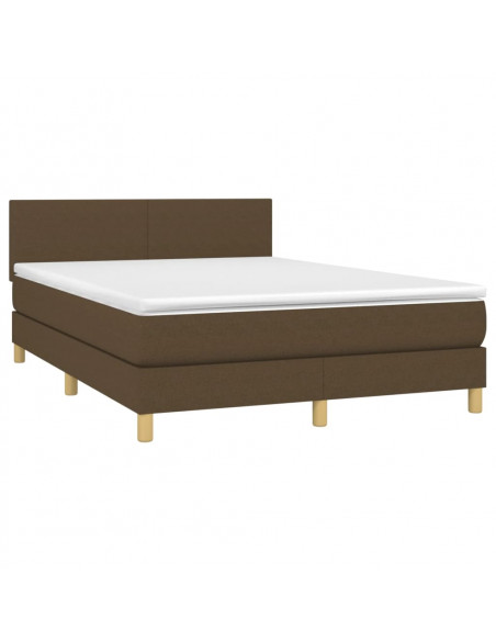 Giroletto a Molle con Materasso Marrone Scuro 140x200cm Tessuto