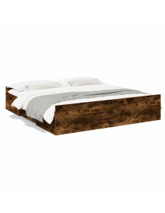 Giroletto con Cassetti Rovere Fumo 200x200 cm Legno Multistrato 2