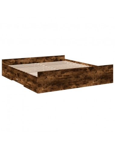 Giroletto con Cassetti Rovere Fumo 200x200 cm Legno Multistrato