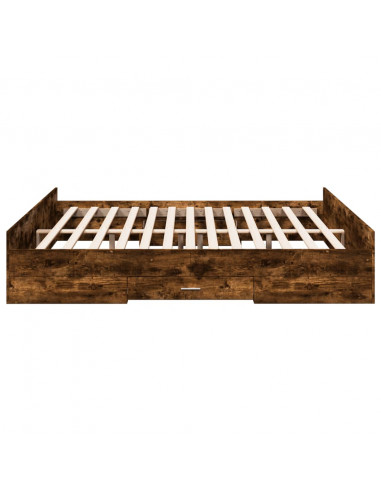 Giroletto con Cassetti Rovere Fumo 200x200 cm Legno Multistrato