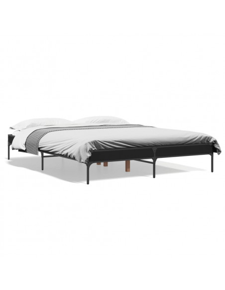 Giroletto Nero 140x200 cm in Legno Multistrato e Metallo