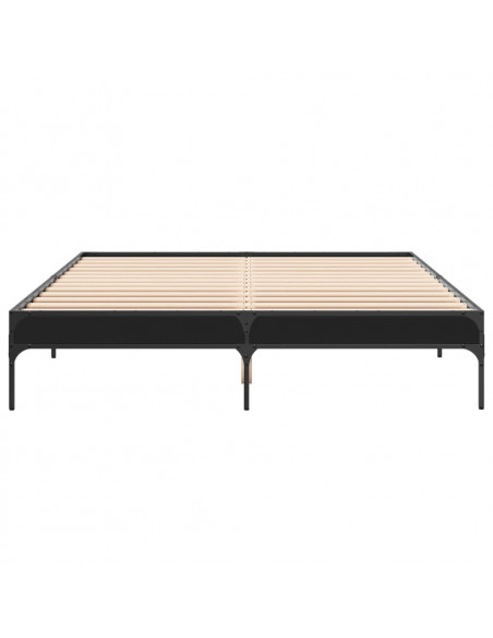 Giroletto Nero 140x200 cm in Legno Multistrato e Metallo