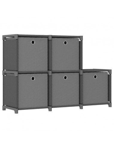 Mensola con 5 Vani a Cubo Scatole Grigia 103x30x72,5 cm Tessuto
