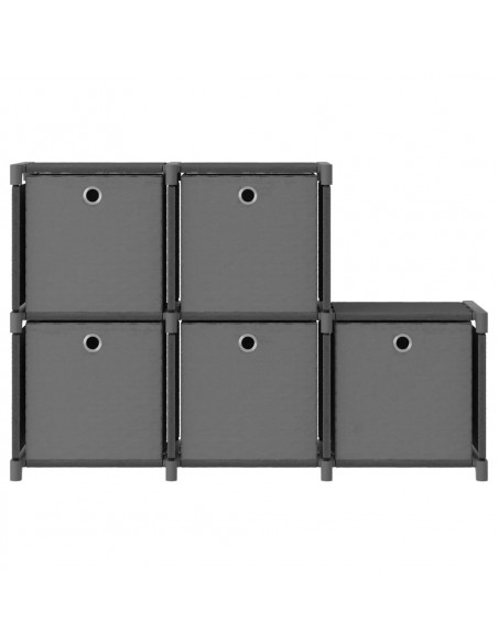 Mensola con 5 Vani a Cubo Scatole Grigia 103x30x72,5 cm Tessuto