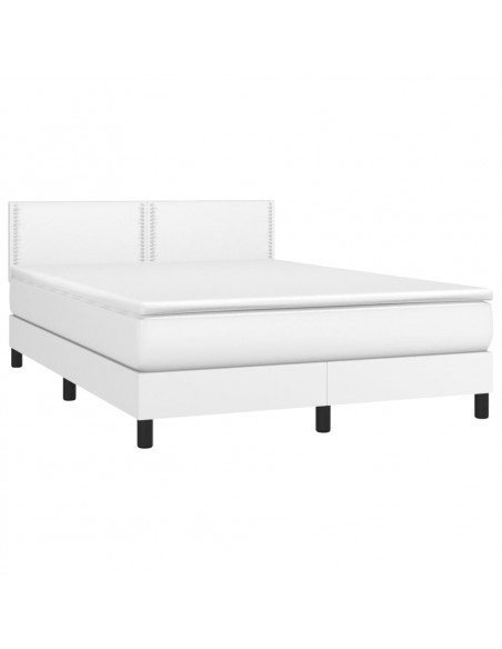 Giroletto Molle con Materasso e LED Bianco 140x190cm Similpelle