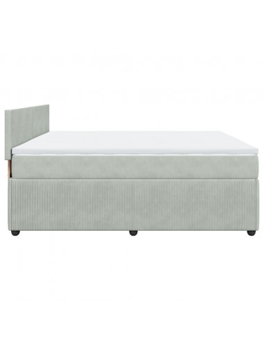 Giroletto a Molle con Materasso Grigio Chiaro 180x200cm Velluto