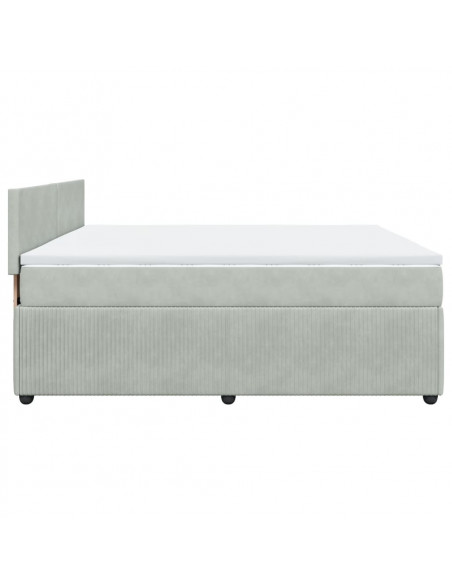 Giroletto a Molle con Materasso Grigio Chiaro 180x200cm Velluto