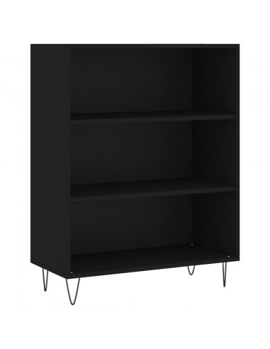 Libreria Nera 69,5x32,5x90 cm in Legno Multistrato