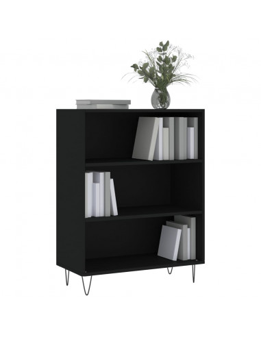 Libreria Nera 69,5x32,5x90 cm in Legno Multistrato