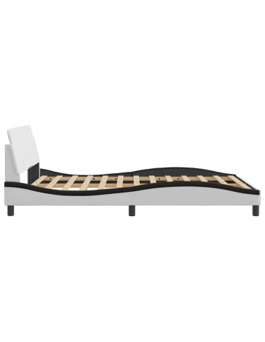 Giroletto con Testiera Nero e Bianco 140x200 cm in Similpelle