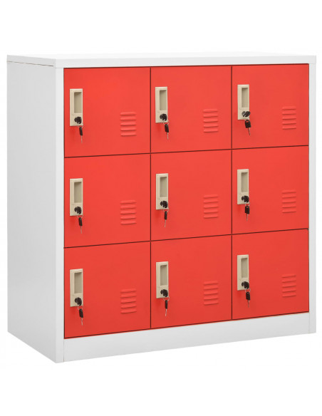 Armadietto a Chiave Grigio Chiaro e Rosso 90x45x92,5 cm Acciaio