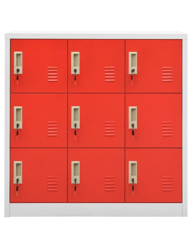 Armadietto a Chiave Grigio Chiaro e Rosso 90x45x92,5 cm Acciaio