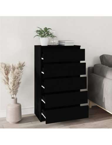 Cassettiera Nera 60x36x103 cm in Legno Multistrato