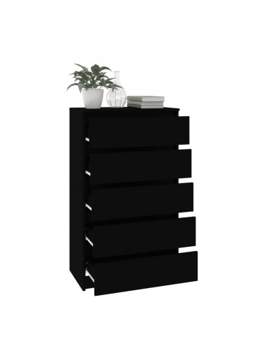 Cassettiera Nera 60x36x103 cm in Legno Multistrato