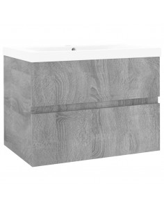 Mobile Bagno e Lavabo Integrato Grigio Sonoma Legno Multistrato 2