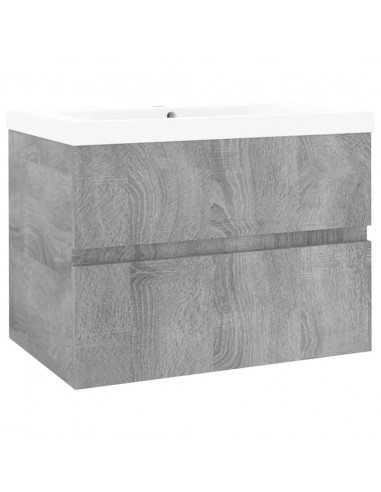 Mobile Bagno e Lavabo Integrato Grigio Sonoma Legno Multistrato