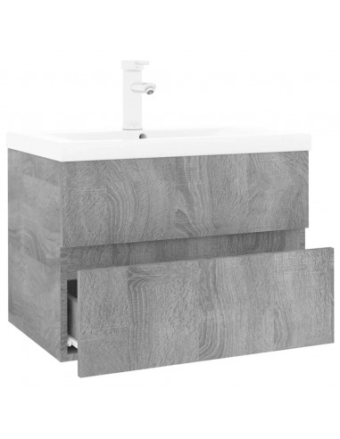Mobile Bagno e Lavabo Integrato Grigio Sonoma Legno Multistrato
