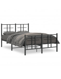 Giroletto con Testiera e Pediera Metallo Nero 120x190 cm 2