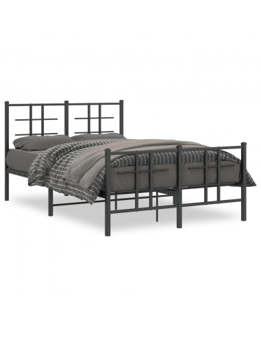 Giroletto con Testiera e Pediera Metallo Nero 120x190 cm