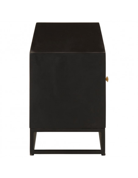 Mobile TV Nero 110x30x40 cm in Legno Massello di Mango e Ferro