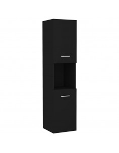 Mobile da Bagno Nero 30x30x130 cm in Legno Multistrato 2