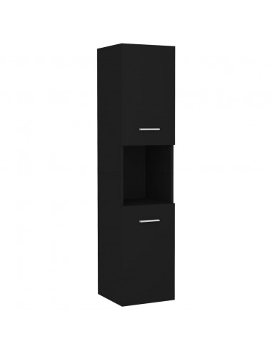 Mobile da Bagno Nero 30x30x130 cm in Legno Multistrato
