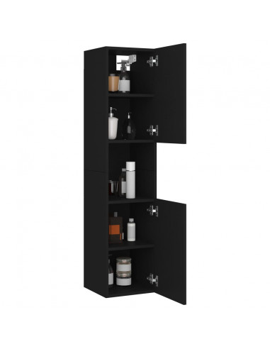 Mobile da Bagno Nero 30x30x130 cm in Legno Multistrato