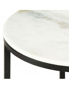 Tavolino da Salotto Bianco e Nero Ø50 cm in Vero Marmo Solido 2