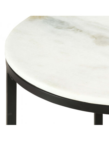 Tavolino da Salotto Bianco e Nero Ø50 cm in Vero Marmo Solido