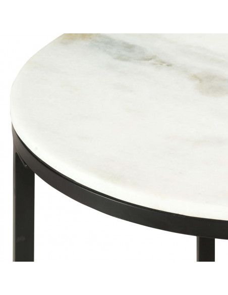 Tavolino da Salotto Bianco e Nero Ø50 cm in Vero Marmo Solido