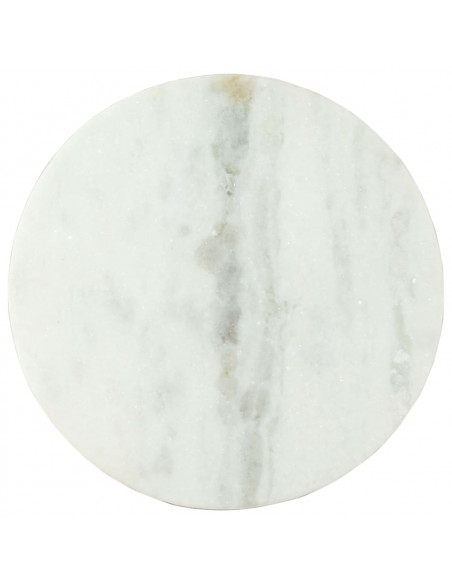 Tavolino da Salotto Bianco e Nero Ø50 cm in Vero Marmo Solido