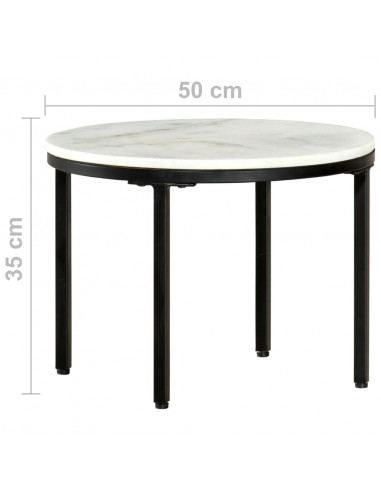 Tavolino da Salotto Bianco e Nero Ø50 cm in Vero Marmo Solido