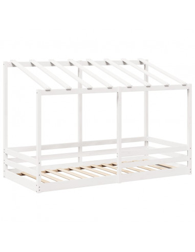 Letto per Bambini con Tetto Bianco 90x200cm Legno Massello Pino