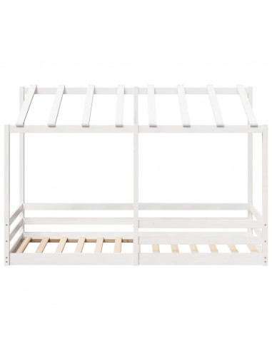 Letto per Bambini con Tetto Bianco 90x200cm Legno Massello Pino