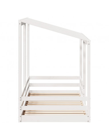 Letto per Bambini con Tetto Bianco 90x200cm Legno Massello Pino