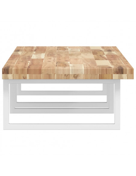 Ripiano a Parete per Lavabo in Acciaio e Massello di Acacia