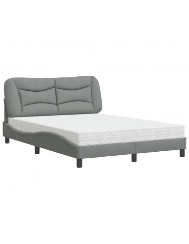 Letto con Materasso Grigio Chiaro 140x190cm Tessuto
