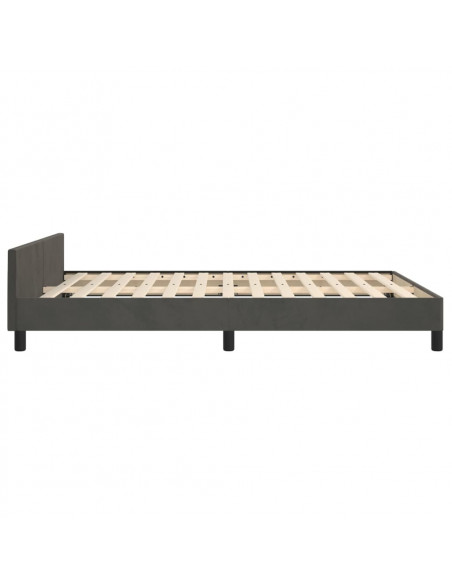 Giroletto con Testiera Grigio Scuro 140x190 cm in Velluto