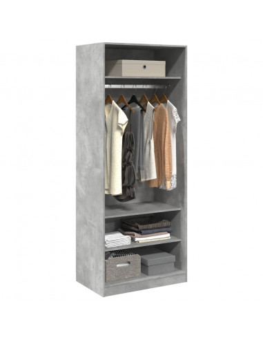 Armadio Grigio Cemento 80x50x200 cm in Legno Multistrato