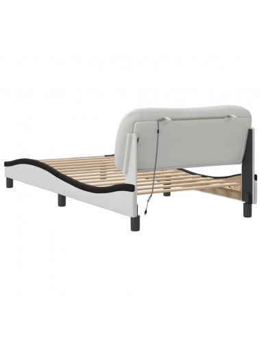 Giroletto con Luci LED Bianco e Nero 100x200 cm in Similpelle