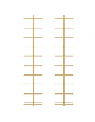 Portavini da Parete per 10 Bottiglie 2 pz Dorato in Metallo