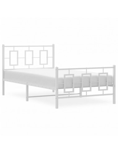 Giroletto con Testiera e Pediera Metallo Bianco 100x190 cm