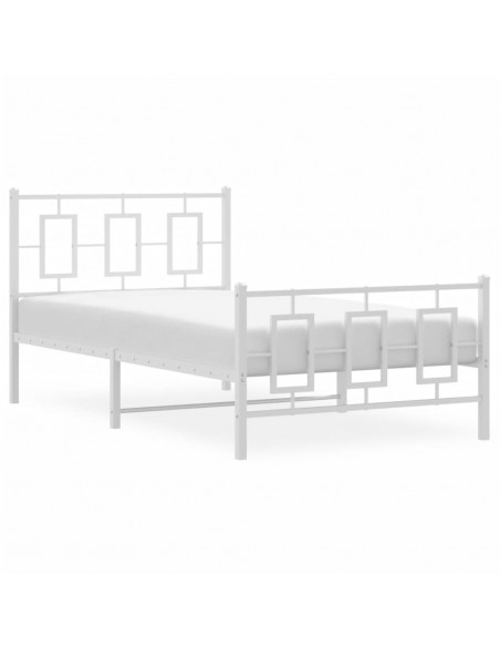 Giroletto con Testiera e Pediera Metallo Bianco 100x190 cm