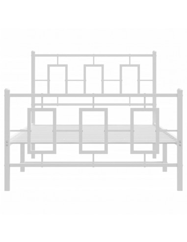 Giroletto con Testiera e Pediera Metallo Bianco 100x190 cm