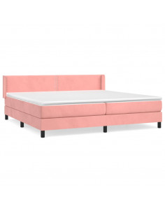 Giroletto a Molle con Materasso Rosa 200x200 cm in Velluto 2