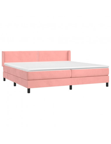 Giroletto a Molle con Materasso Rosa 200x200 cm in Velluto