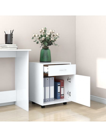 Mobiletto con Rotelle Bianco 45x38x54cm in Legno Ingegnerizzato
