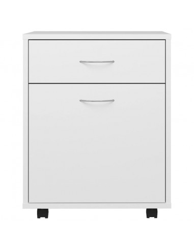 Mobiletto con Rotelle Bianco 45x38x54cm in Legno Ingegnerizzato