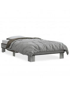 Giroletto Grigio Sonoma 90x190cm in Legno Multistrato e Metallo 2