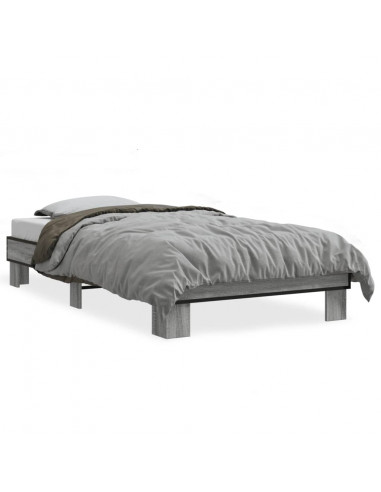 Giroletto Grigio Sonoma 90x190cm in Legno Multistrato e Metallo